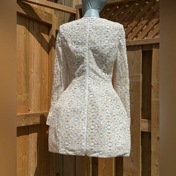 🆕 BRONX & BANCO 🧿 NWOT Courtney Long Sleeve White Lace Mini Dress, Sz XL US 10 - Picture 7 of 16